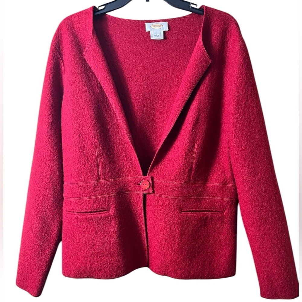 Talbots 100% Wool Red Blazer Size Medium Career Old Money Timeless Executive
